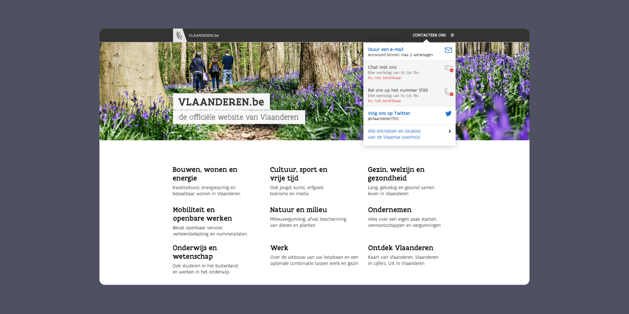 Homepage design VLAANDEREN.be